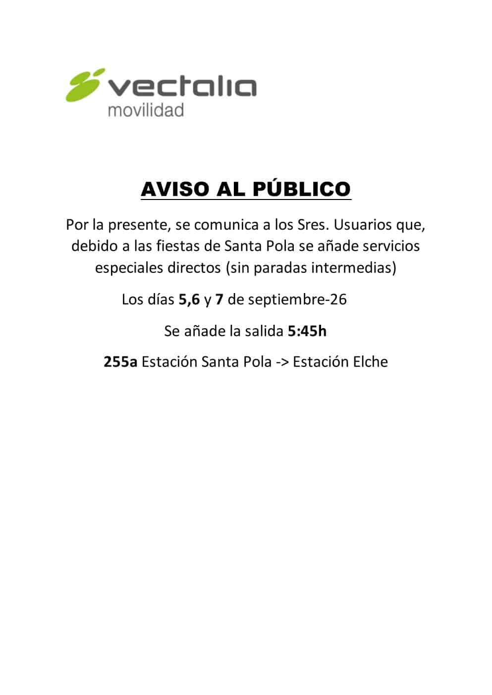 Servicios Especiales Línea 255a