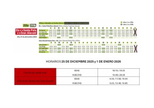 Horarios NAVIDAD línea Santa Pola-Elche